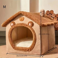 Cat nest in winter warm closed dog house seat cushion