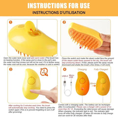 Cat Steamy Brush 3 in 1 Grooming Steam Brush Electric Sprayer