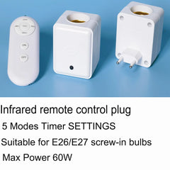 Wireless Remote Control E27 Smart Timer Switch Lamp Holder