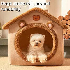 Cat nest in winter warm closed dog house seat cushion