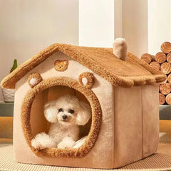 Cat nest in winter warm closed dog house seat cushion