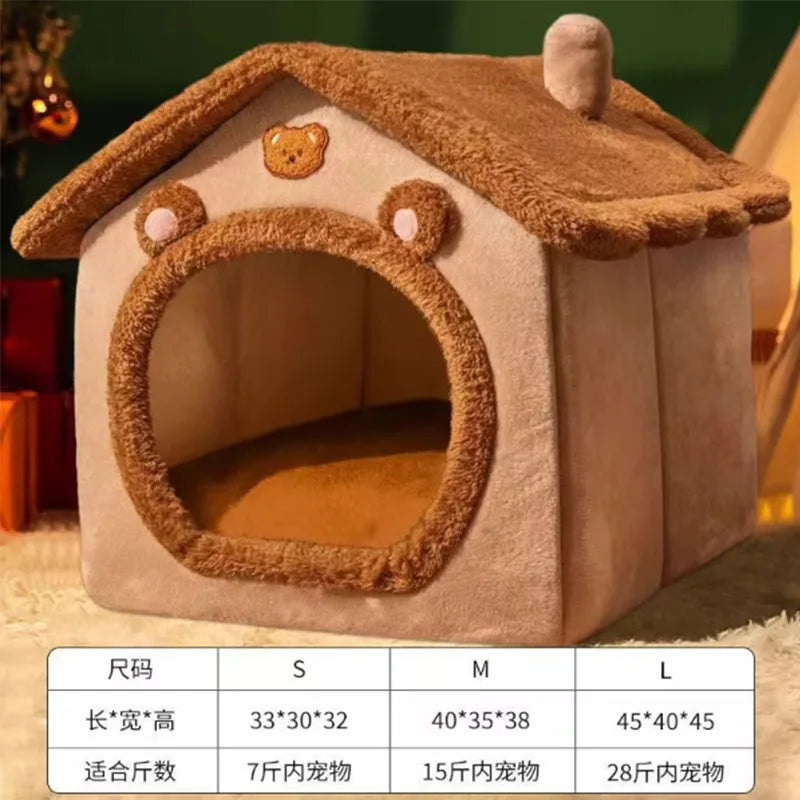 Cat nest in winter warm closed dog house seat cushion